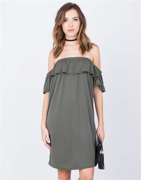 Ruffled Ribbed Knit Long Dress 